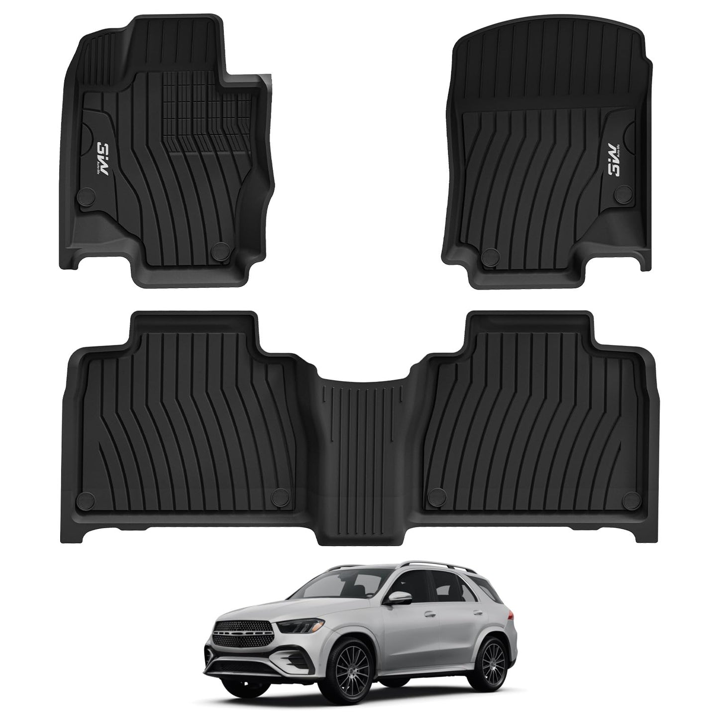 3W Floor Mats for Toyota Tacoma 2024 2025 2026 Double Cab Auto Tran(Not Fit Hybrid & XtraCab), TPE All Weather Custom Fit Floor Liner for Tacoma TRD/SR/SR5/limited Car Liners.