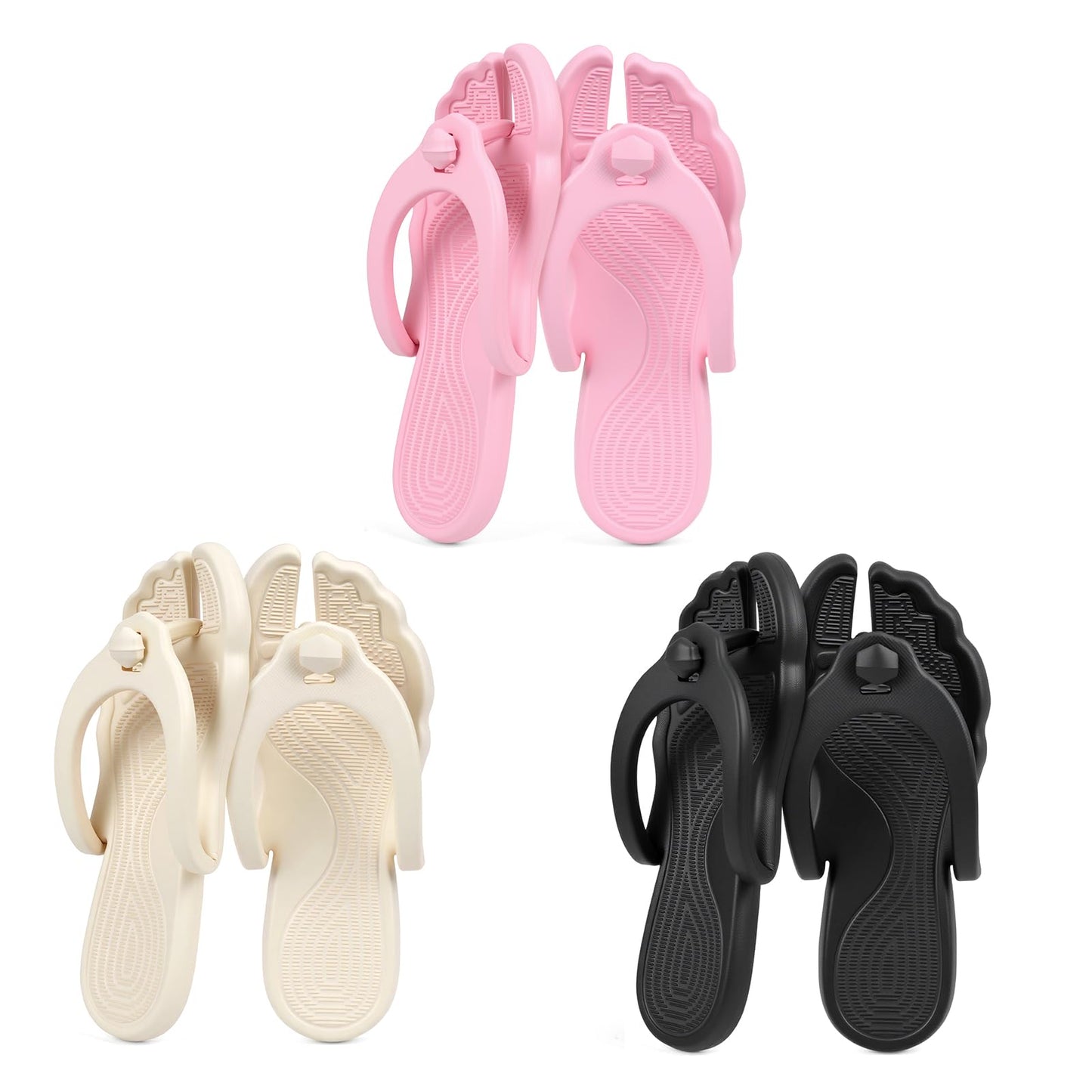 Rosoz Flip Flops for Women Men Foldable Travel Slippers Lightweight Shower Shoes Non-Slip Quick-Dry Bathroom Camp Beach Sandals