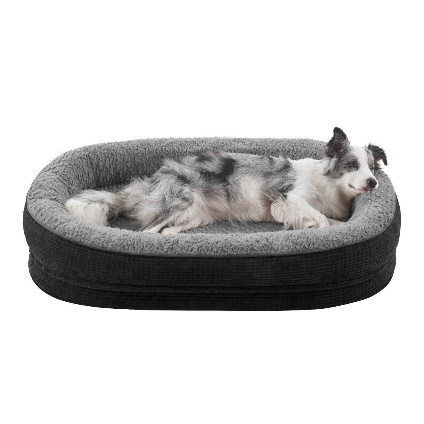 JOEJOY Orthopedic Dog Beds Large Sized Dog, XL Egg-Crate Memory Foam Pet Couch Bed with Bolster Sides, Waterproof Lining, Removable Washable Cover & Non-Slip Bottom, Brown