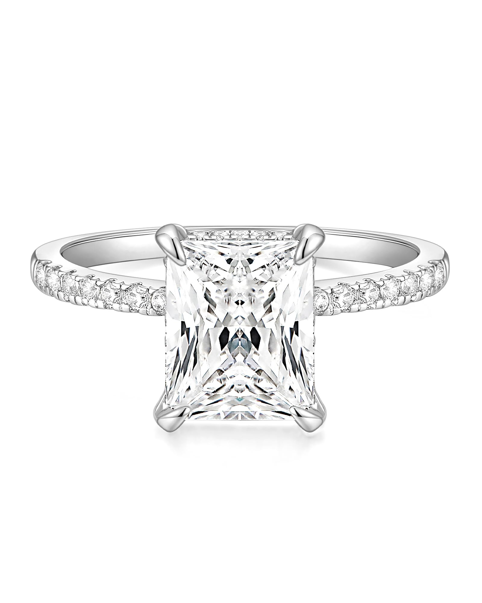 TIGRADE 4CT Engagement Ring for Women Radiant Cut Cubic Zirconia Wedding Band CZ Promise Anniversary Ring Size 3-11