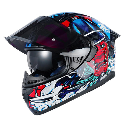 HAX Obsidian Full Face Dual Visor Adult Motorcycle Helmet for Motorbike Street Bike with Pinlock Ready DOT Approved Matte Black Gold L