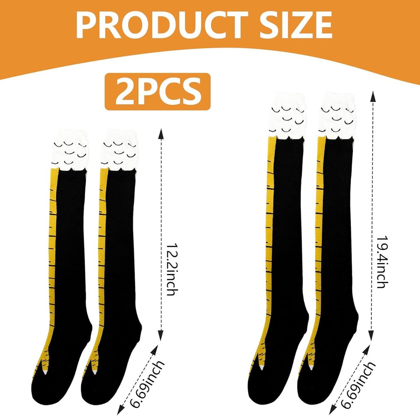 2 Paar Hühnerschenkel Socken, WOXAFO 3D Neuheit Lustige Kniehohe & Wadenhohe Hühnerkostüm Fußsocken, Tierpfoten Socke für Damen Herren Thanksgiving Weihnachten Geburtstag Party Strumpffüller Geschenke