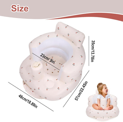 Aufblasbarer Babysitz, aufblasbarer Babystuhl für Babys ab 3 Monaten, aufblasbarer Sommerstuhl mit integrierter Luftpumpe, Baby-Bodensitz zum Sitzenlernen, Spielen, Campen, Orange