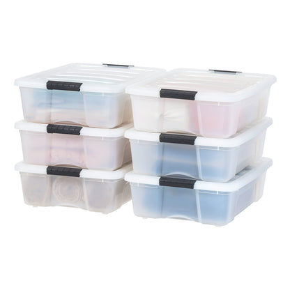 IRIS USA 6-Pack Clip Box with Latching Lids, 18 Quart Craft Storage Bins, Art & Writing Supply Containers for Home, Office & Classroom Organization