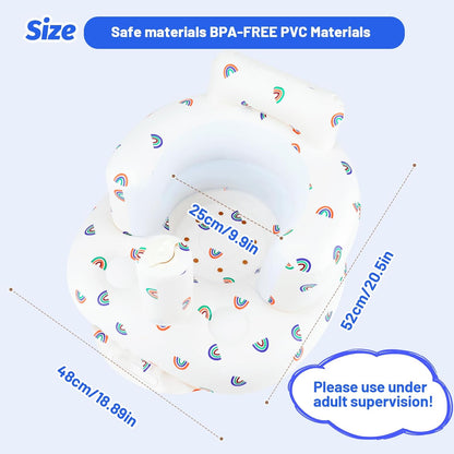 Aufblasbarer Babysitz, aufblasbarer Babystuhl für Babys ab 3 Monaten, aufblasbarer Sommerstuhl mit integrierter Luftpumpe, Baby-Bodensitz zum Sitzenlernen, Spielen, Campen, Orange