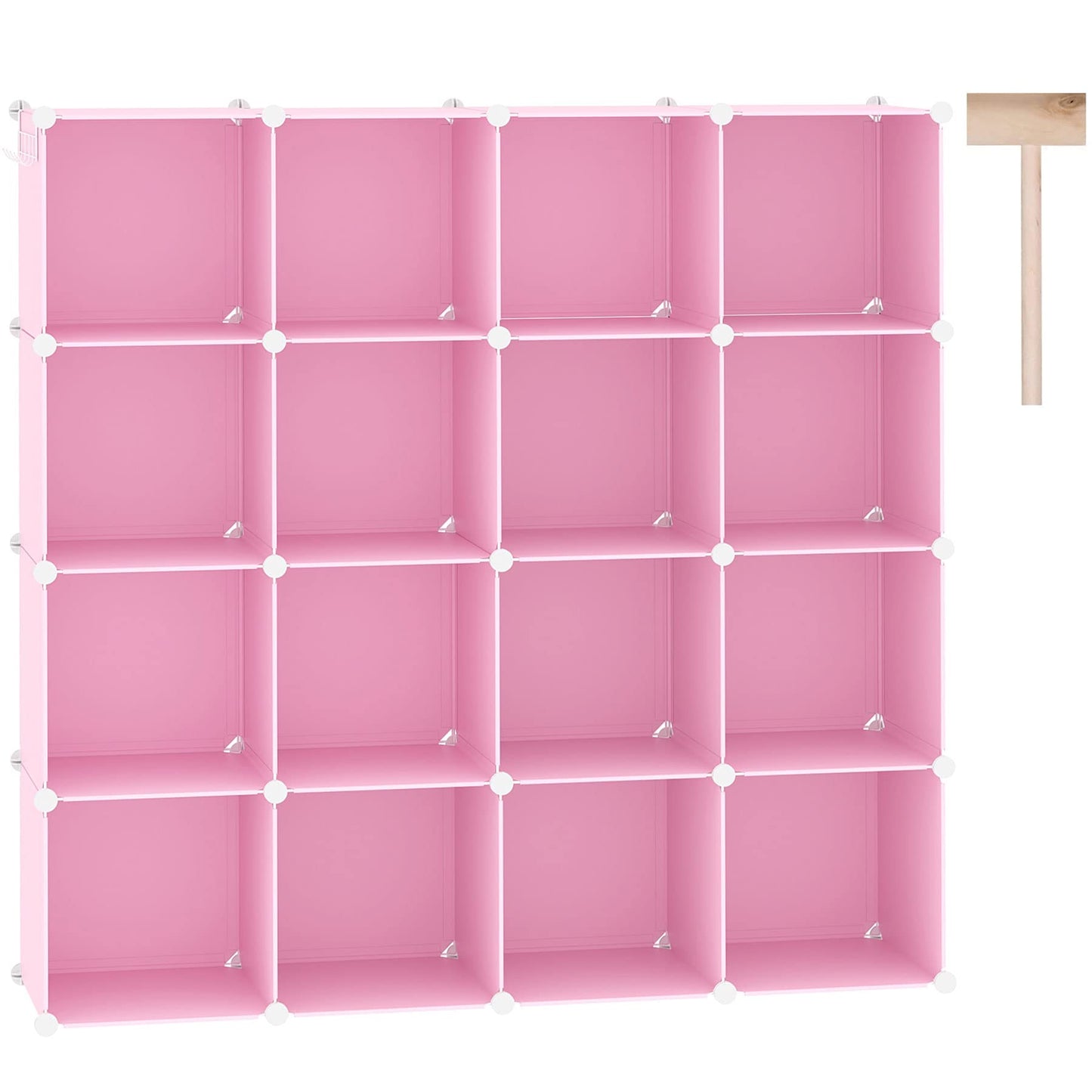 C&AHOME Cube Storage Organizer, 16-Cube Shelves Units, Plastic Storage Cubes, DIY Closet Organizer, Modular Closet Storage Shelves Ideal for Home, Bedroom, 48.4" L × 12.4" W × 48.4" H Black SUM3016H