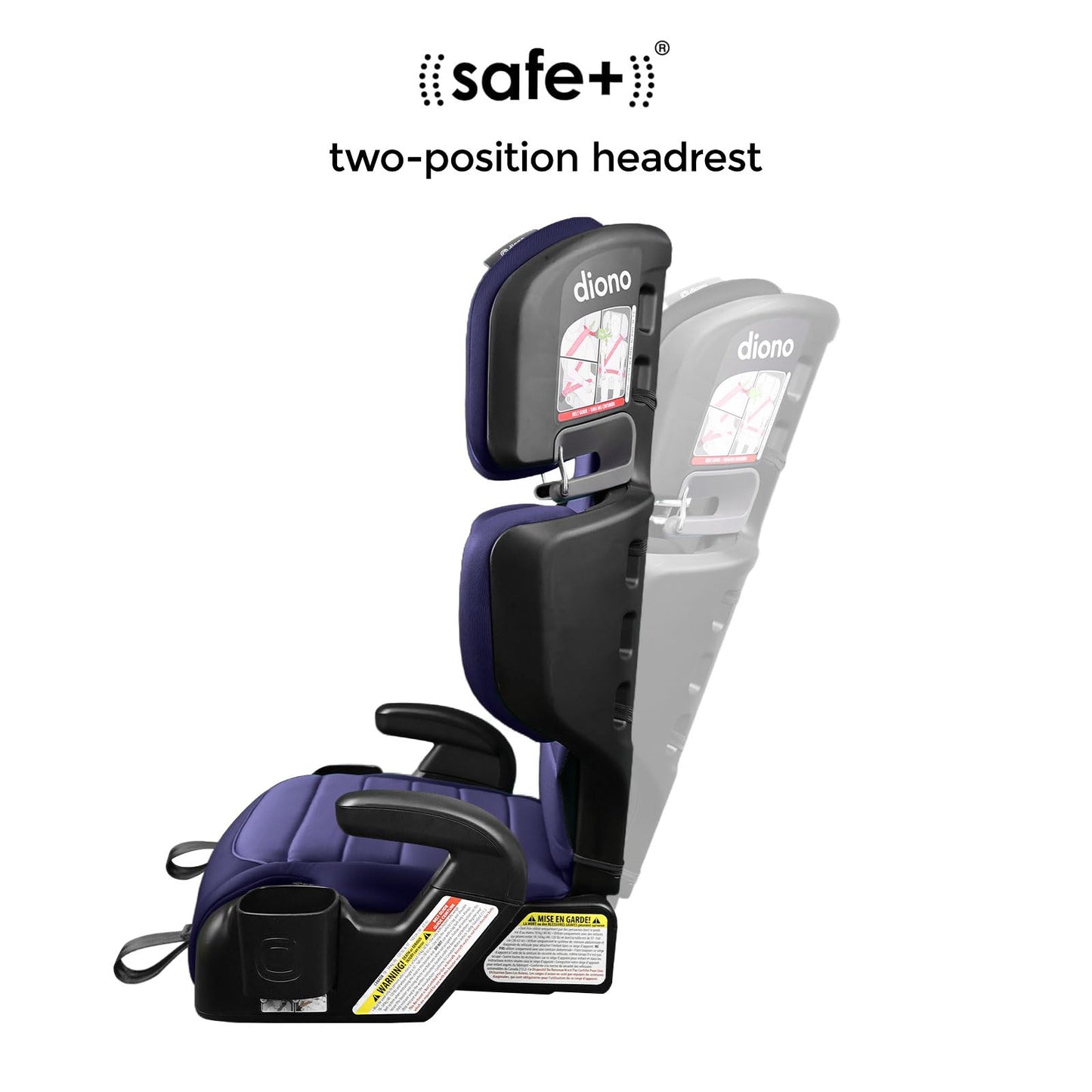 Diono Connect3 RXT 2-in-1 High Back Booster, Slim Fit 3-Across in Many Mid-Sized Sedans and SUVs, for Children from 40-120 lbs., Lightweight with Latch, Black Storm