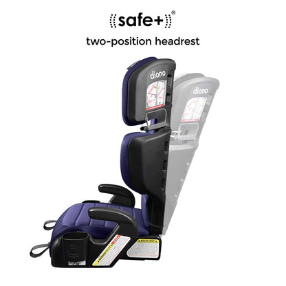 Diono Connect3 RXT 2-in-1 High Back Booster, Slim Fit 3-Across in Many Mid-Sized Sedans and SUVs, for Children from 40-120 lbs., Lightweight with Latch, Black Storm
