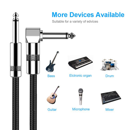 Gitarrenkabel 3m New bee E-Instrumentenkabel Bassverstärkerkabel für E-Gitarre, Bassgitarre, E-Mandoline, Pro Audio (Winkelstecker auf Gerader Stecker, Schwarz)