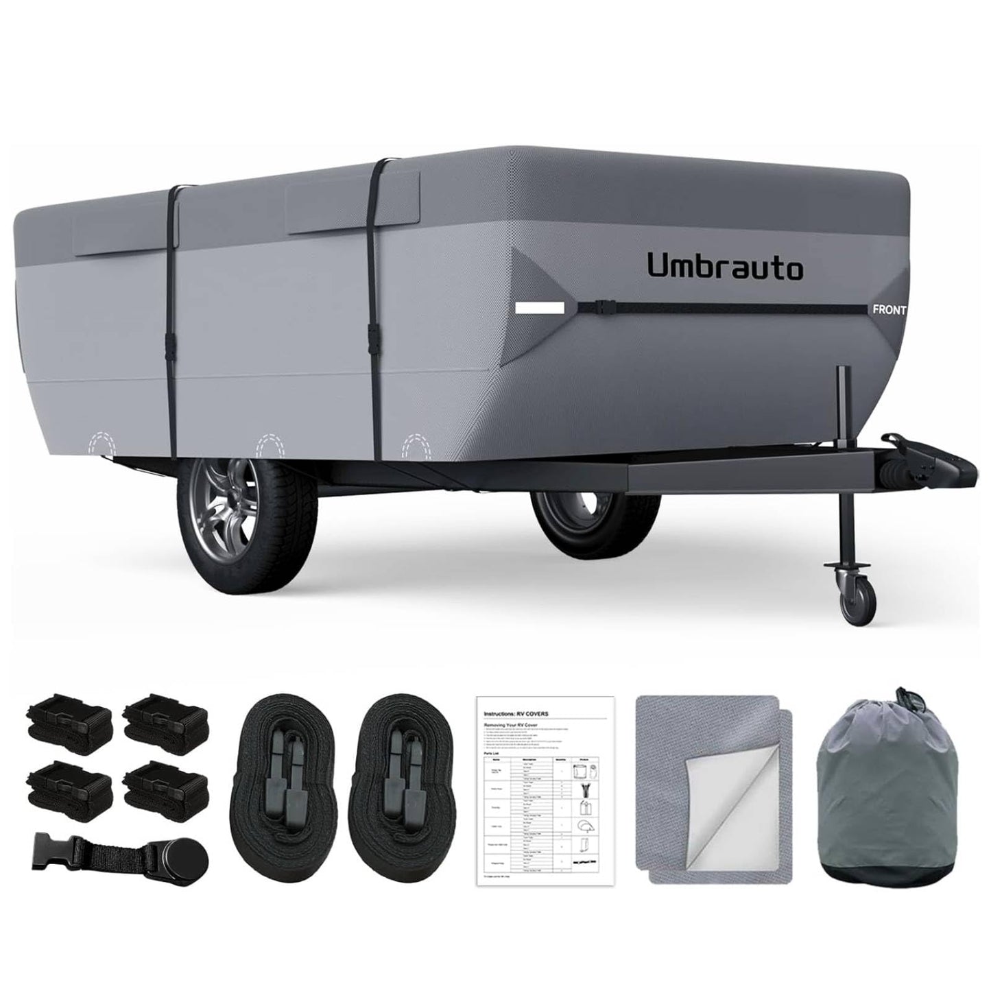 Umbrauto Class C RV Cover Fits 29-32’, Class C Motorhome Camper Cover, Heavy Duty 7 Layers Top Windproof Breathable RV Cover with 3Pcs Extra Straps, Adhesive Repair Patches, 6 Gutter Covers