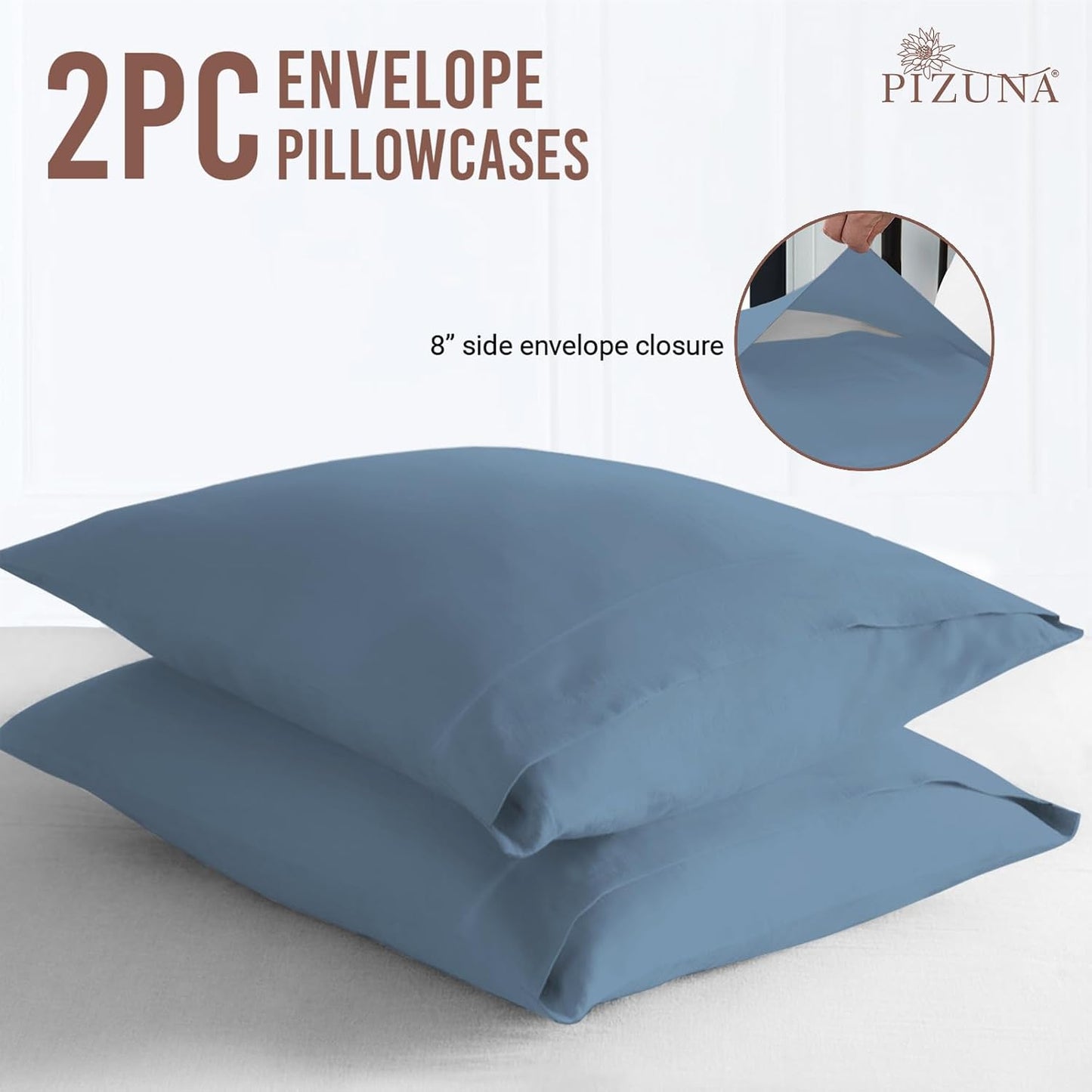 Pizuna Cotton Envelope Pillowcase King Size Dusty Blue 2 PC Review