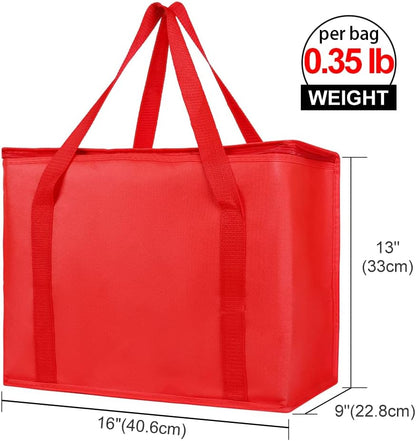 Bodaon Isolierte Essensliefertasche - Warm- & Kalthaltetransporttasche, Catering/Doordash Pizzawärmer, Einkaufstasche, Kühltasche für Partys (Schwarz-Rot, 1 St.), Ideal für den Transport warmer Speisen