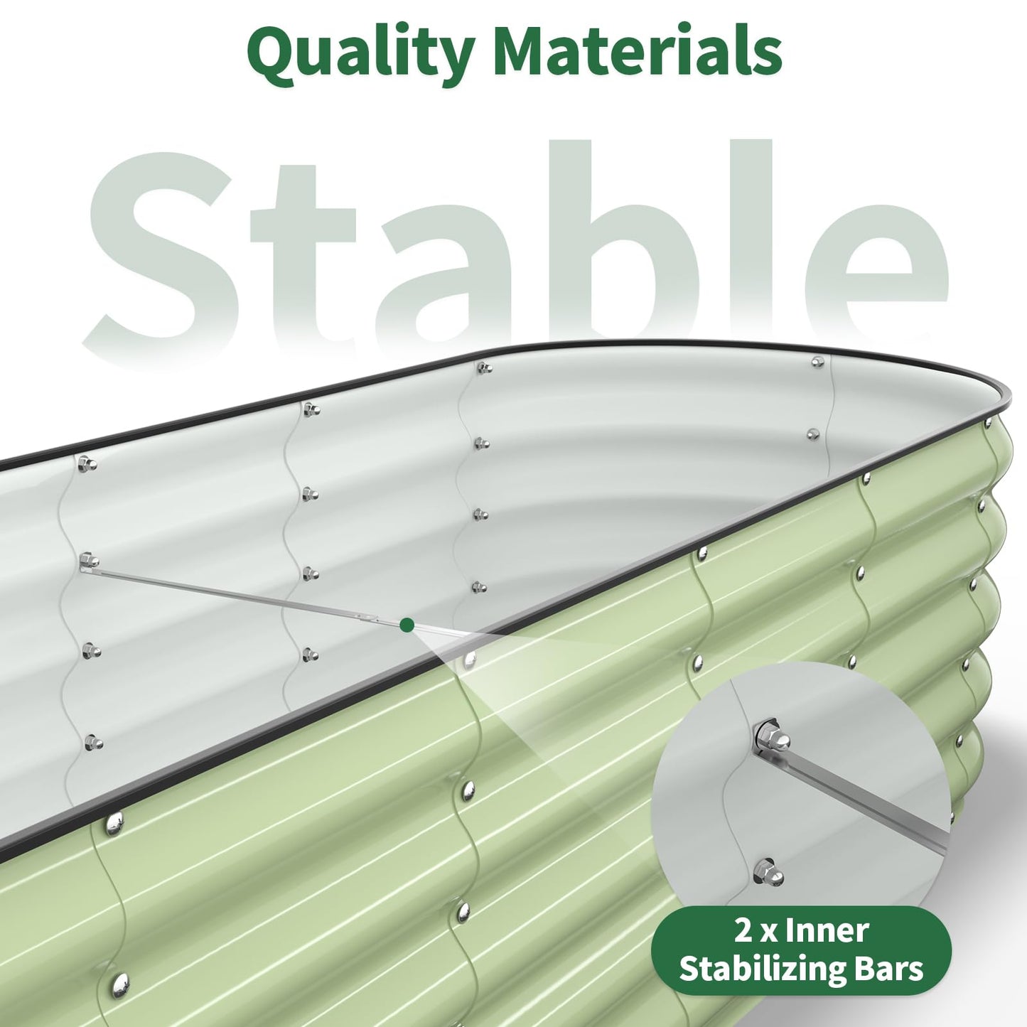 Kesfitt Raised Garden Bed, 5x2x1 FT Galvanized Steel Metal Raised Garden Bed, Oval Open-Bottom Design, 12-Inch Deep for Outdoor Vegetable & Herb Gardening, Fruit Green