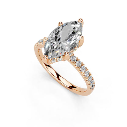 Marquise Cut Lab Grown Diamond IGI Certified 3 Prong Hidden Halo Engagement Anniversary Wedding Ring in 14K Gold, Platinium for Women (1.0-5.0 Ct, F-G Color, VS1-VS2 Clarity)