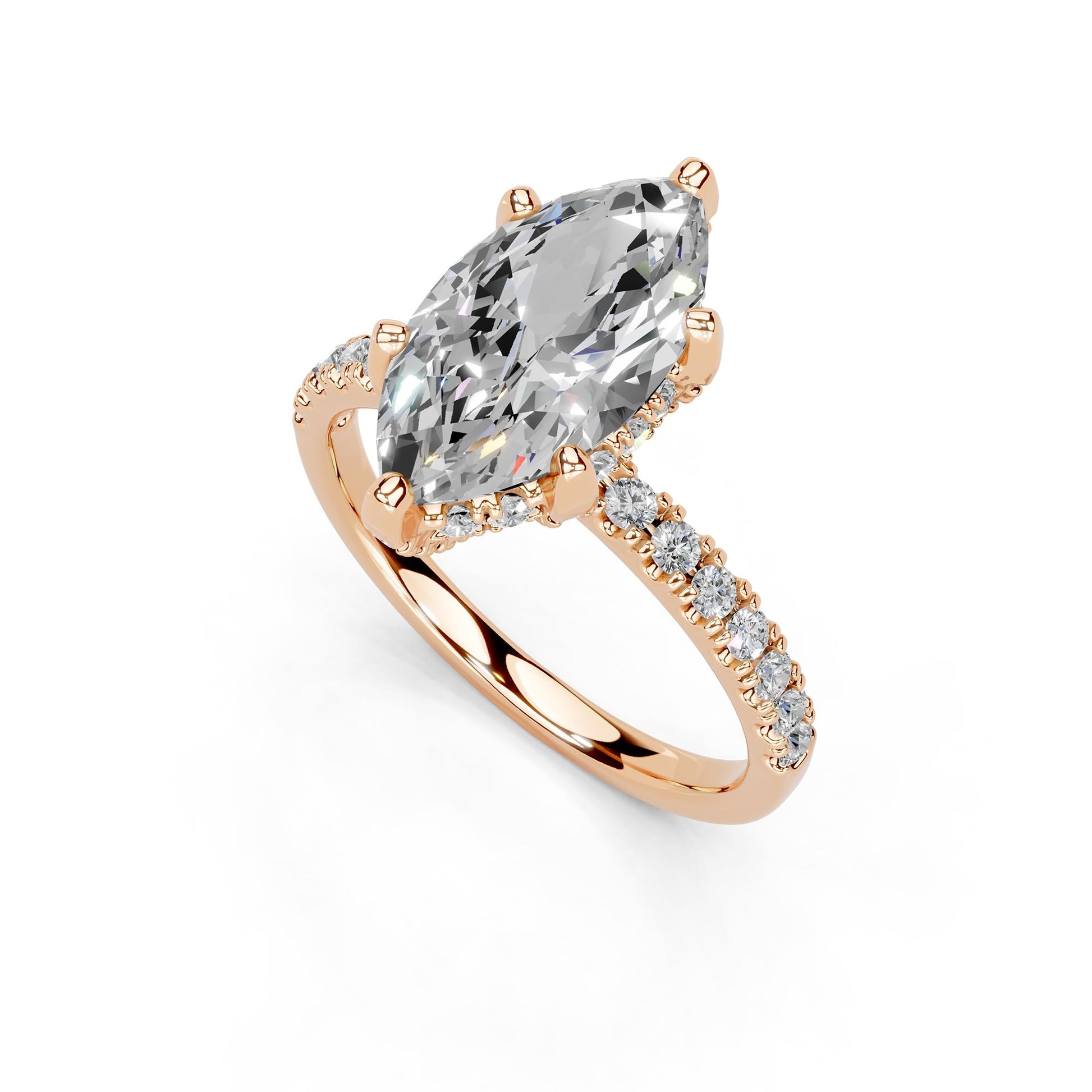 Marquise Cut Lab Grown Diamond IGI Certified 3 Prong Hidden Halo Engagement Anniversary Wedding Ring in 14K Gold, Platinium for Women (1.0-5.0 Ct, F-G Color, VS1-VS2 Clarity)