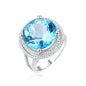 Aienid 18Ct White Gold Wedding Rings for Women Round Brilliant 12Ct Big Blue Topaz Wedding Rings for Women