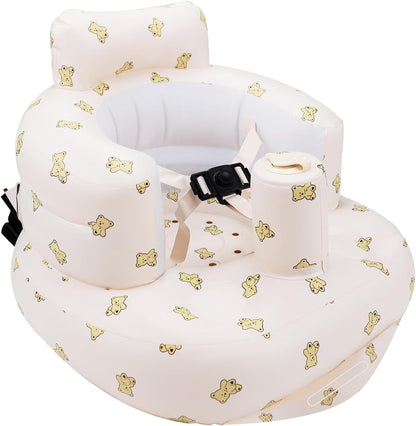 Aufblasbarer Babysitz, aufblasbarer Babystuhl für Babys ab 3 Monaten, aufblasbarer Sommerstuhl mit integrierter Luftpumpe, Baby-Bodensitz zum Sitzenlernen, Spielen, Campen, Orange