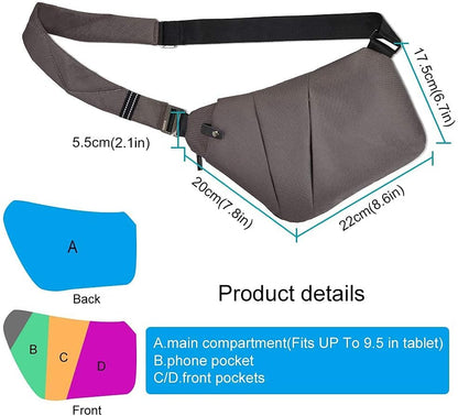 Wasserdichter Anti-Diebstahl Schulter Rucksack Sling Brust Crossbody Bag Abdeckpack Rucksack Fahrrad Sport (B13-007 Schwarz-linke Hand)