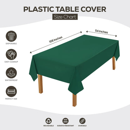 Utopia Kitchen Einweg-Tischdecke aus Kunststoff (12er Pack – 137x274 cm) Weiß Rechteckige Tischdecke Wasserdicht Schmutzabweisend Party-Tischdecke