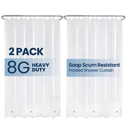 LiBa PEVA 8G Bathroom Shower Curtain Liner, 72" W x 72" H, Frosted, 8G Heavy Duty Waterproof Shower Curtain Liner