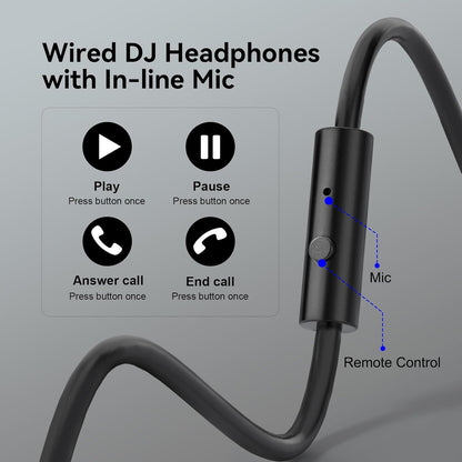 OneOdio Pro-10 Over-Ear Kabelkopfhörer für Schule Studio-Monitor & Mixing DJ Stereo-Headsets, 50mm Neodym-Treiber, Inline-Mikrofon, 3,5mm/6,35mm Klinke für Verstärker Computer Aufnahme Telefon Klavier Gitarre