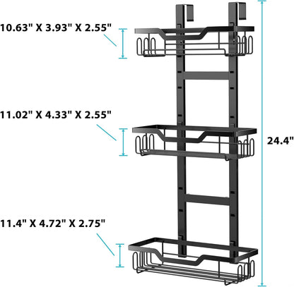 Moforoco Shower Caddy Shelf Organizer Rack, Self Adhesive Black Bathroom Shelves Basket, Home Farmhouse Wall Shower Inside Organization and Storage Decor Rv Accessories, First Apartment Essentials