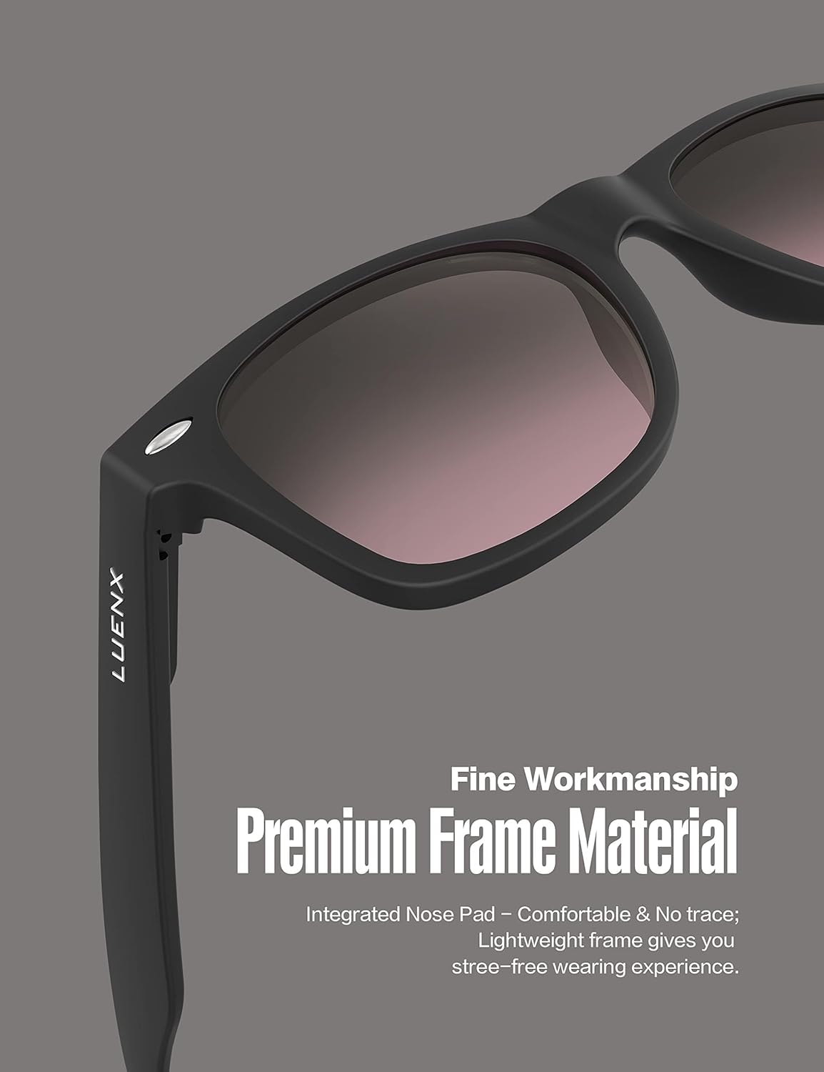 LUENX Polarisierte Sonnenbrillen für Herren und Damen, quadratische Fassung – UV-400-Schutz, 54 mm