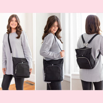 Sugar Medical Women’s Diabetes Backpack Purse with travel organizer for medications, insulin, glucose meter, insulin pens, epi-pen, includes insulated pouch to help keep medications cool. (Onyx)