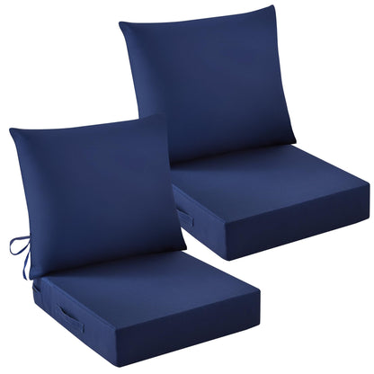 IASEAHK Outdoor Chair Cushions, 24 x 24 Inch Outdoor Cushion for Patio Furniture, Patio Chair Cushion, Waterproof & Fade Resistant Deep Patio Furniture Cushions Set with Handle and Ties, Navy Blue