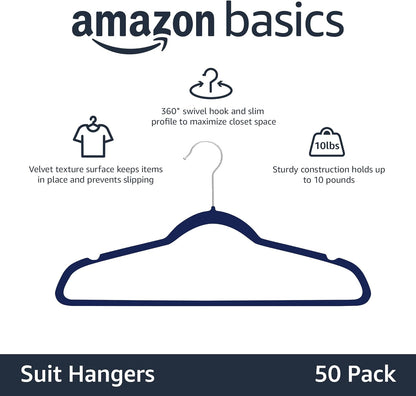 Amazon Basics Samtkleiderbügel für Anzüge – 30er-Pack, Schwarz