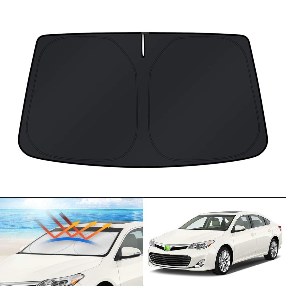 KUST Windshield Sun Shade for 2017-2026 Tesla Model Y/Model 3 Sunshade Accessories (Fit 2025-2026 Model Y Juniper / 2024 Model 3 Highland) Upgraded Foldable Sunshade, Blocks UV Rays Keep Car Cool