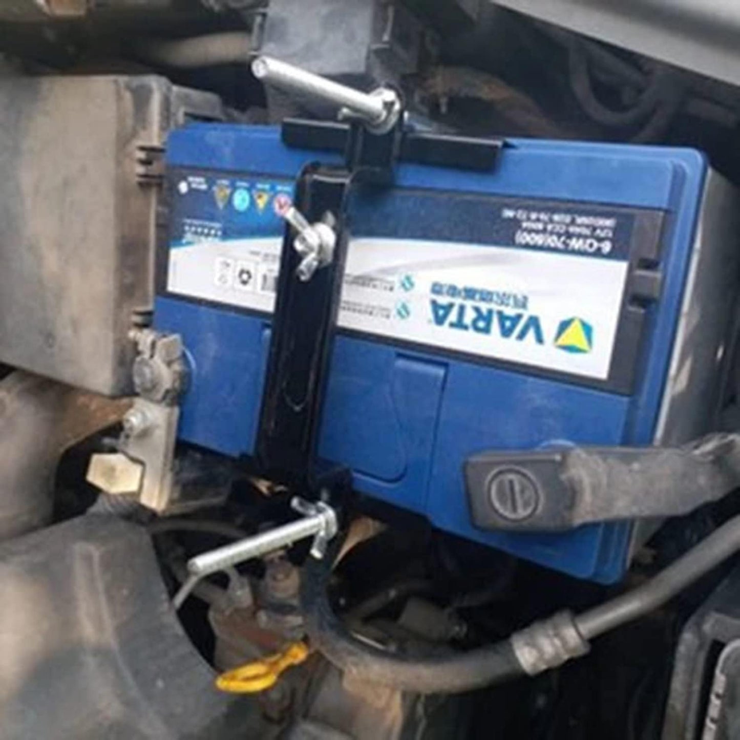 Verstellbare Batteriebefestigung, Universelle, verstellbare Batterieklemme mit J-Bolzen passend für SUV und PKW, guter Kontakt, Korrosionsbestenz. (27 cm Bolzen)