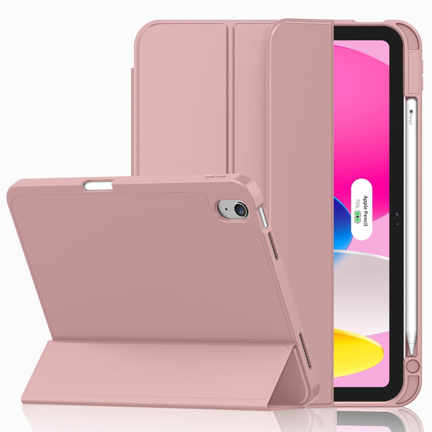 iMieet Case for iPad (A16)/iPad 10th Generation [11-Inch 2025/10.9 Inch 2022], Trifold Stand Smart Cover with Pencil Holder and Soft TPU Back, Supports Touch ID(Black)