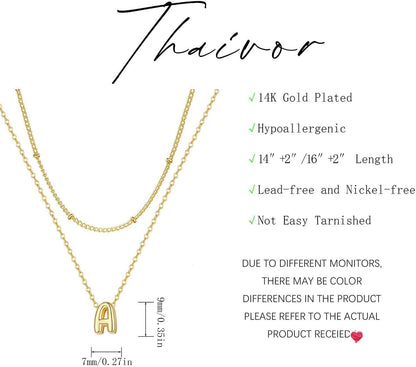 Thaivor Osterkorb-Füller – Initialen-Halsketten für Frauen, 14K vergoldete Bubble Letter Halskette, geschichtete zierliche süße Choker-Anhänger, Stapel-Schmuck, Mode-Accessoires, Teenager-Trendgeschenk