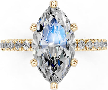 Marquise Cut Lab Grown Diamond IGI Certified 3 Prong Hidden Halo Engagement Anniversary Wedding Ring in 14K Gold, Platinium for Women (1.0-5.0 Ct, F-G Color, VS1-VS2 Clarity)