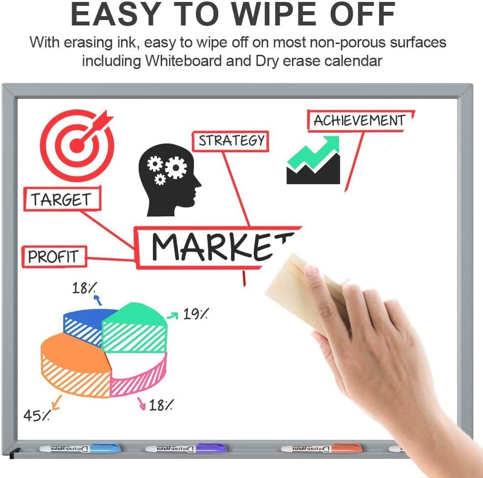 Dry Erase Markers Low Odor Fine Whiteboard Markers Thin Box of 12，10 Colors