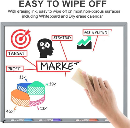 Dry Erase Markers Low Odor Fine Whiteboard Markers Thin Box of 12，10 Colors
