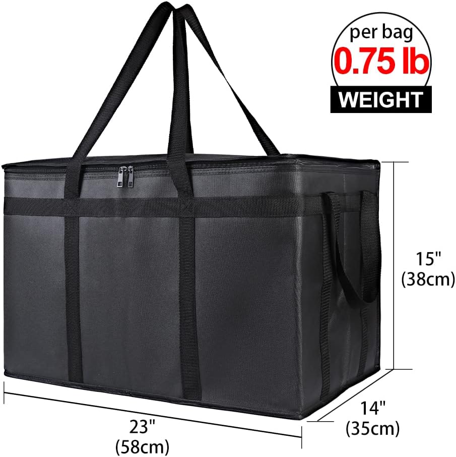 Bodaon Isolierte Essensliefertasche - Warm- & Kalthaltetransporttasche, Catering/Doordash Pizzawärmer, Einkaufstasche, Kühltasche für Partys (Schwarz-Rot, 1 St.), Ideal für den Transport warmer Speisen
