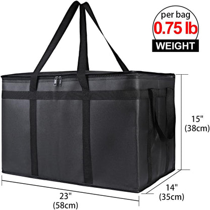 Bodaon Isolierte Essensliefertasche - Warm- & Kalthaltetransporttasche, Catering/Doordash Pizzawärmer, Einkaufstasche, Kühltasche für Partys (Schwarz-Rot, 1 St.), Ideal für den Transport warmer Speisen