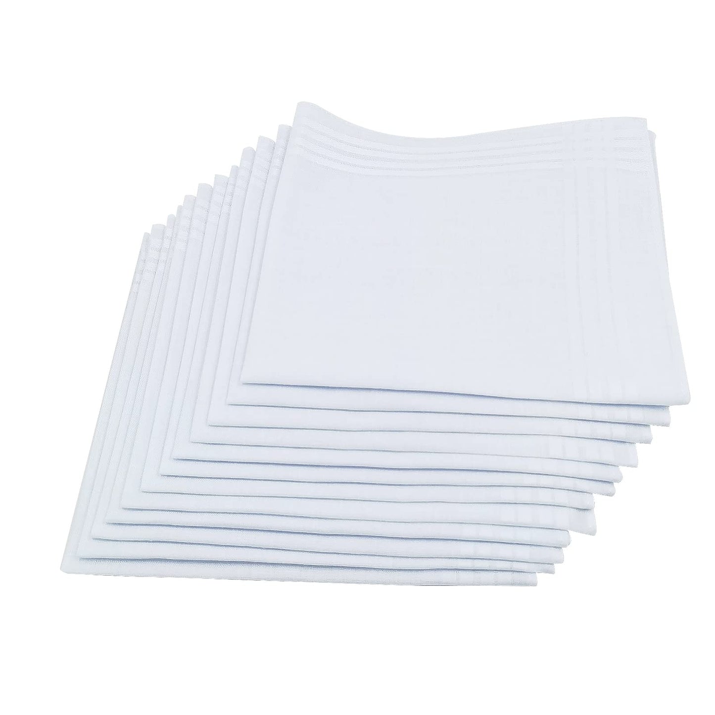 JukLoos Women's White Handkerchiefs,100% Soft Cotton Pocket Handkerchiefs for Lady Cotton 12 Pack