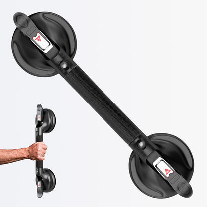 15-Inch Shower Handle - Upgraded Grab Bar with Strong Suction Cups for Bathtub & Shower Safety, Ideal for Seniors, Elderly, Disabled -Silver