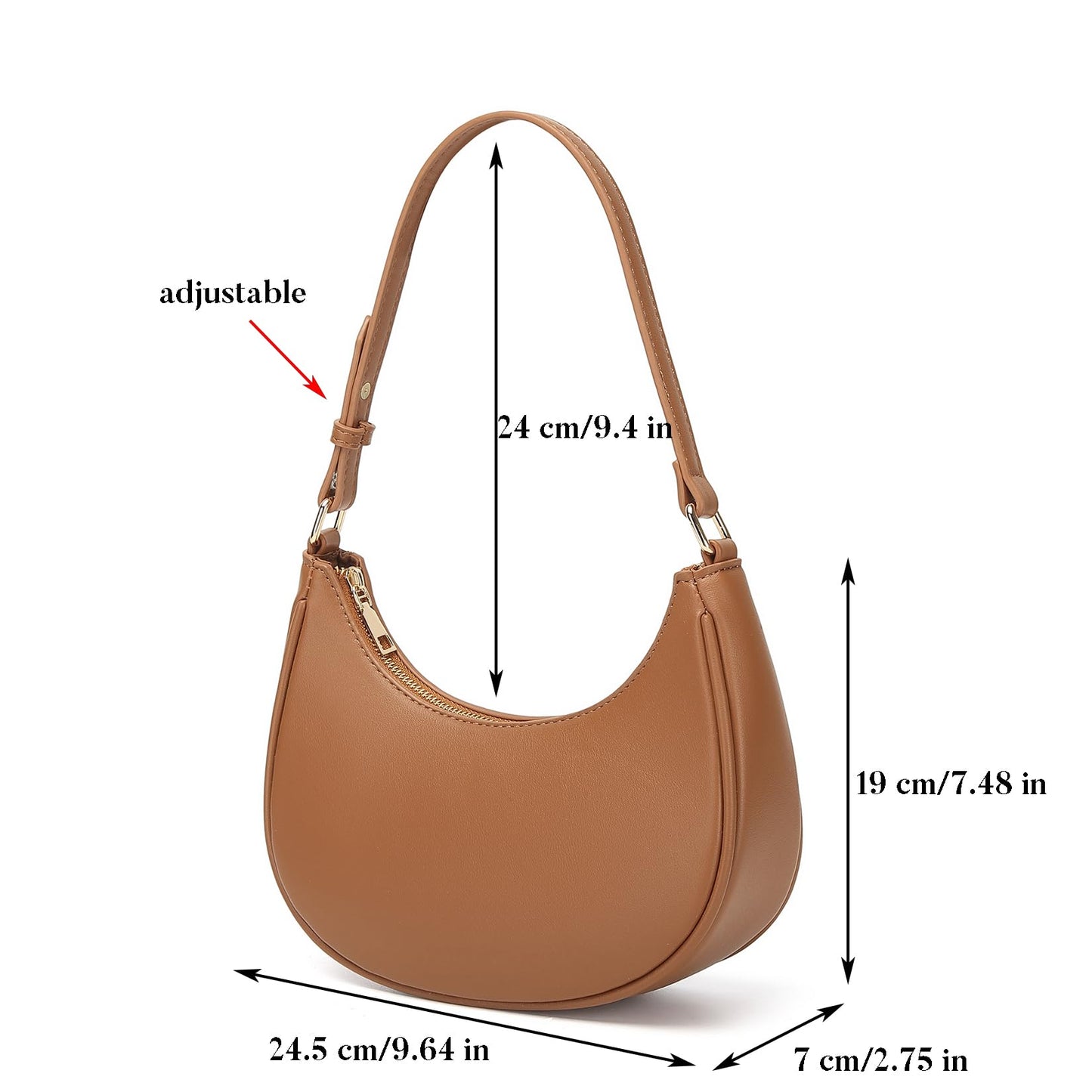 Barabum Kleine Umhängetasche für Damen, halbmondförmige Geldbörse, Y2K Trend Clutch Handtaschen