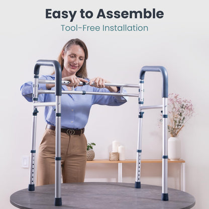 PELEGON Toilet Safety Rails (350 lb) - Adjustable Toilet Safety Frame & Rails, Toilet Safety Rail for Elderly Adults, Toilet Handles for Seniors, Toilet Bars for Elderly & Handicap
