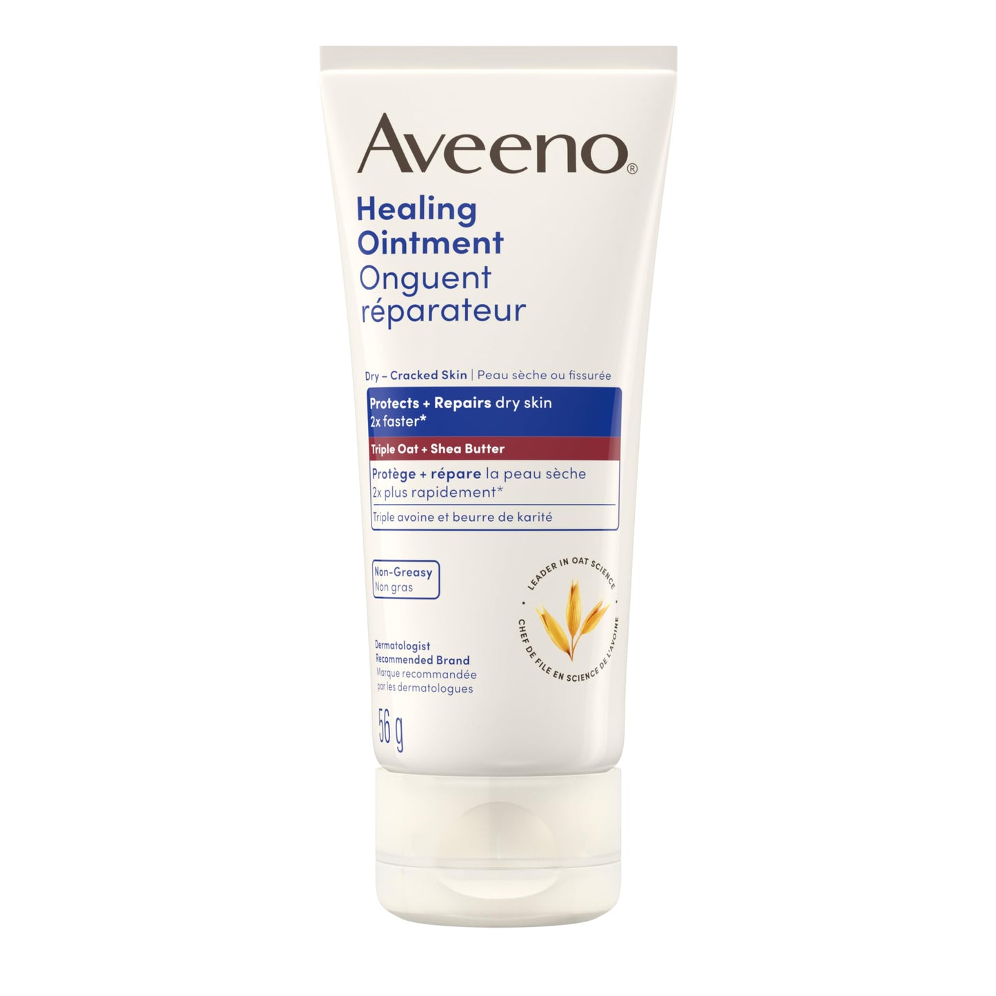 Aveeno Healing Ointment, for Extra Dry, Cracked & Sensitive Skin, 72-Hour dry skin protectant with Triple Oat, Shea Butter & Glycerin, Fragrance-Free for Body, Face, Hands, Lips 204g