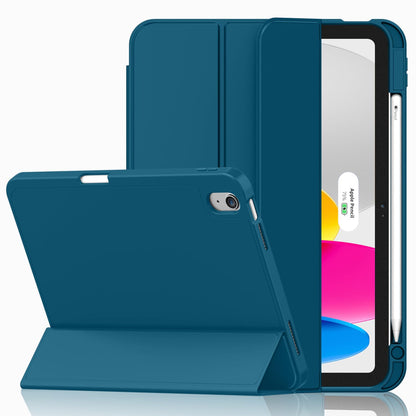 iMieet Case for iPad (A16)/iPad 10th Generation [11-Inch 2025/10.9 Inch 2022], Trifold Stand Smart Cover with Pencil Holder and Soft TPU Back, Supports Touch ID(Black)