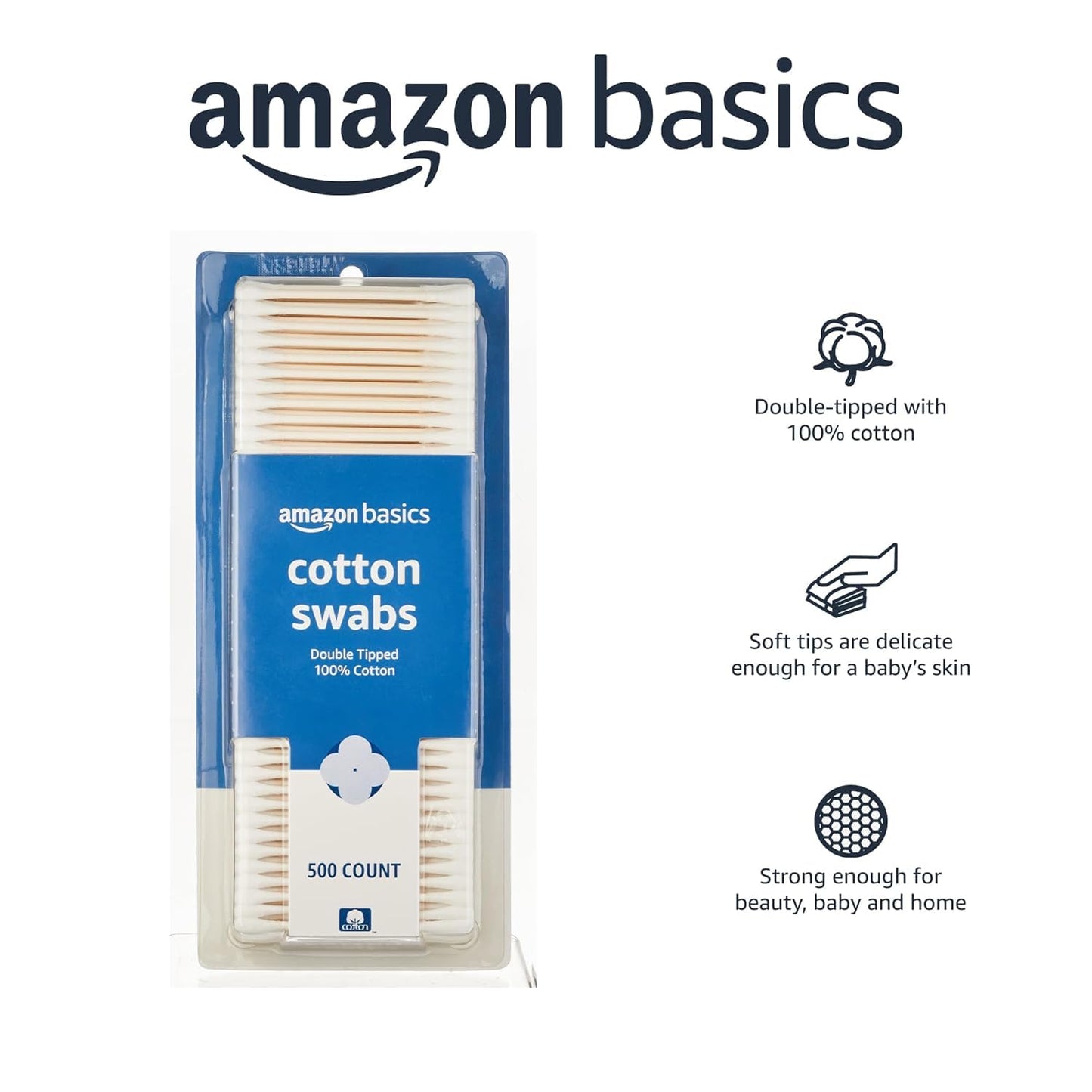 Amazon Basics Double-Tipped Cotton Swabs for Everyday Needs