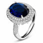 Created Sapphire Blue Cubic Zirconia Wedding Rings for Women, Open Size, Engagement Statement Jewelry Y664