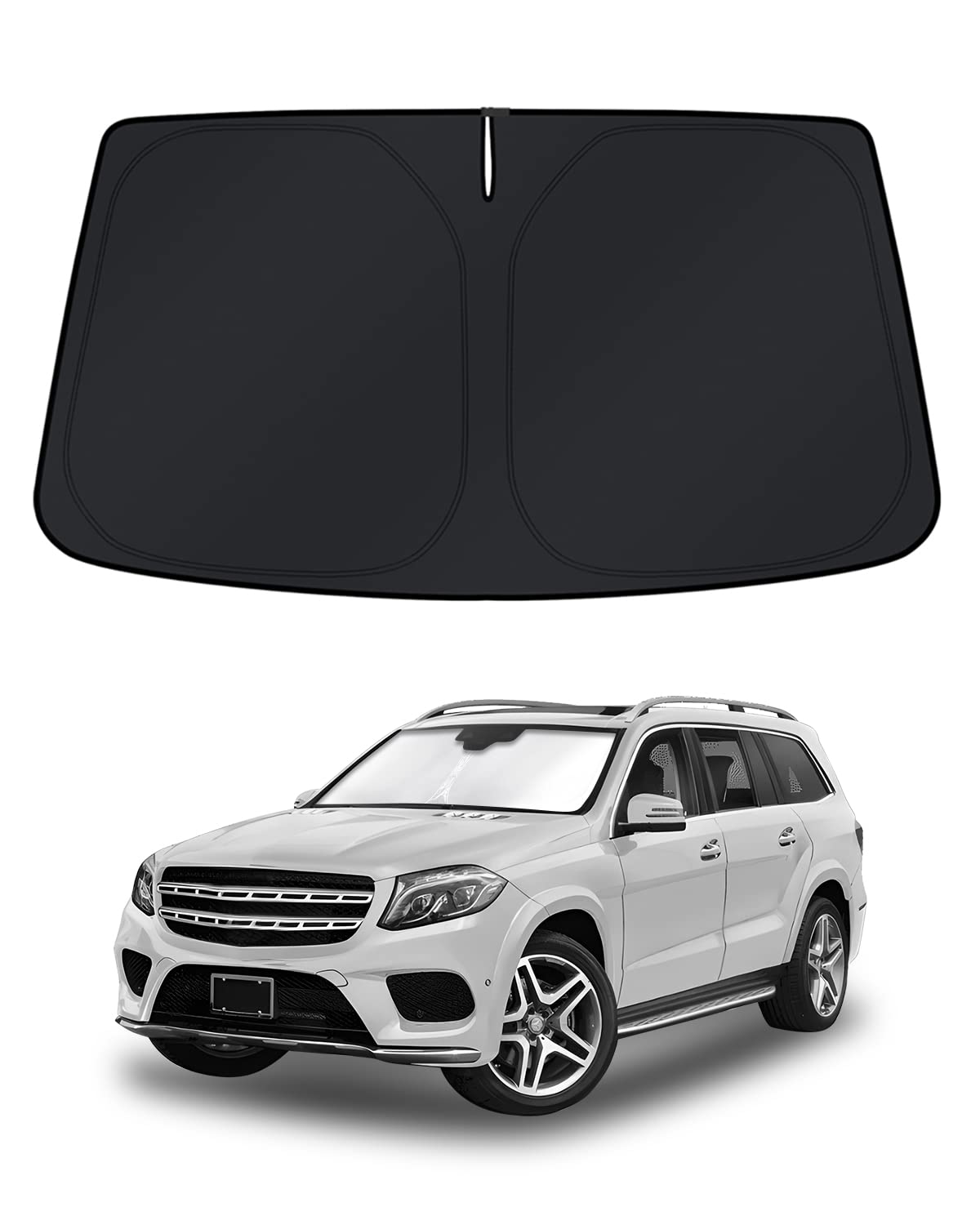 KUST Windshield Sun Shade for 2017-2026 Tesla Model Y/Model 3 Sunshade Accessories (Fit 2025-2026 Model Y Juniper / 2024 Model 3 Highland) Upgraded Foldable Sunshade, Blocks UV Rays Keep Car Cool