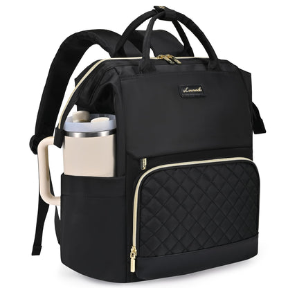 LOVEVOOK Laptop Backpack for Women with Giant Tumbler Holder Pocket, 15.6 inch Travel Work Bag Purse for Nurse Teacher, Waterproof Casual Daypack Bookbag for College Business