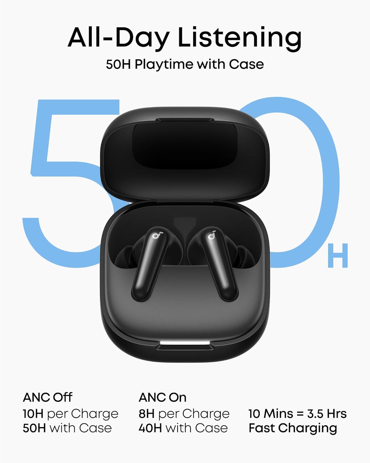 soundcore P31i by Anker, Real-Time Adaptive Noise Cancelling, Hi-Res Sound, Translation Earbuds, 50H Playtime, Wireless Earbuds, Bluetooth Earphones, Spatial Audio, Fast Charging, IP55